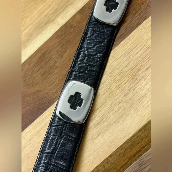 HAROLD POWELL Black Concho Leather Belt - SZ Medium - MADE IN ITALY - Picture 8 of 15